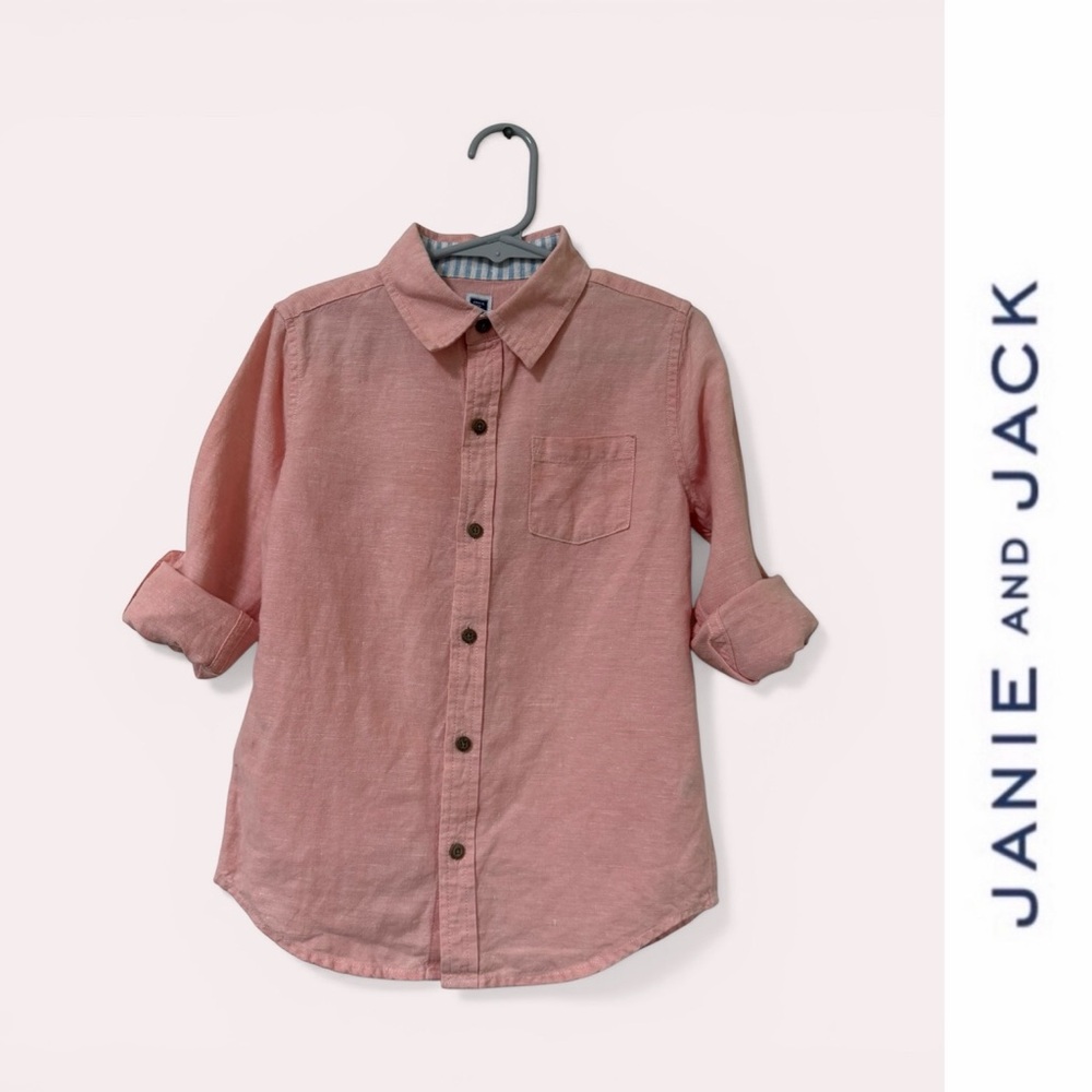Janie and Jack x Aerin Resort Coral Roll Up Button Down, Size 5, MSRP $39.50‎ - Picture 3 of 6